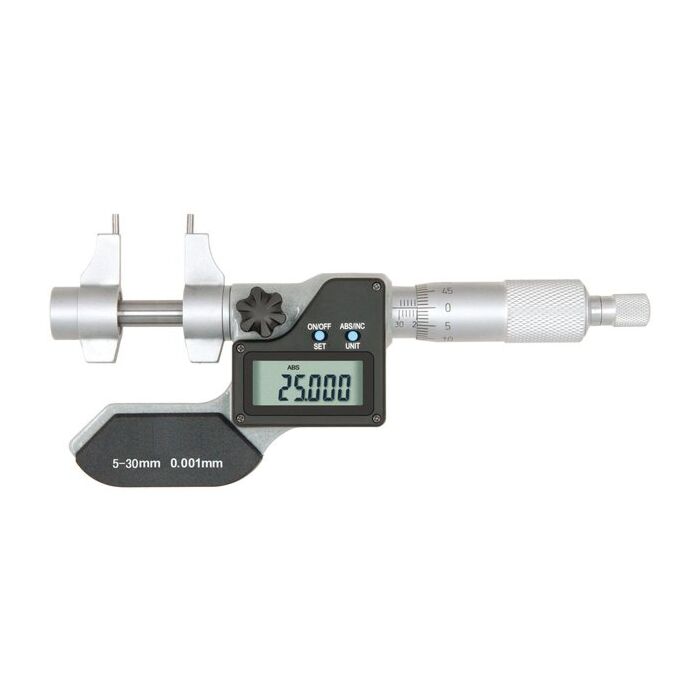 Digitaler Zweipunkt-Innenmessschraube 25–50 Mm – 0,001 Mm Ablesung, Hartmetall-Messflächen, Inkl. Etui Und Batterie