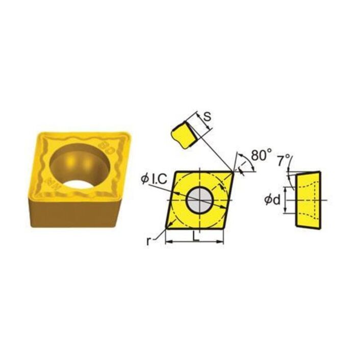 PAULIMOT HM Wendeschneidplatte CCMT060204 – TiN-beschichtet, Universal, Für Stahl & Aluminium